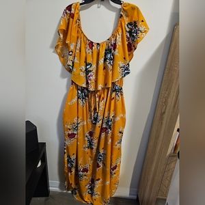 SHEIN Yellow Off-the-shoulder summer dress